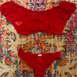 Sheer Red SheIn lingerie set